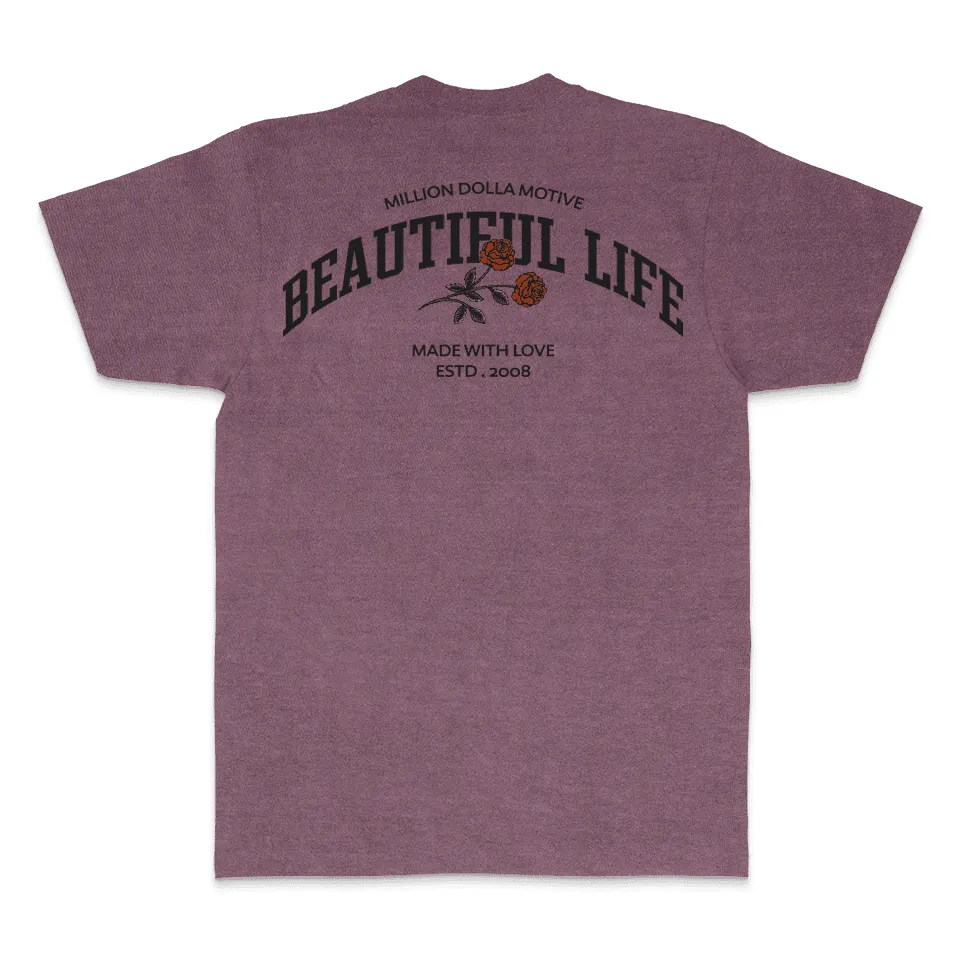 Beautiful Life - Maroon Vintage Dye T-Shirt