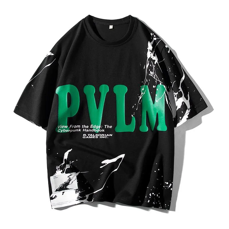 Drop Shoulder Trendy Round Neck Letter Print Short Sleeve Tee