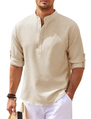 Men's Long-Sleeved Casual Cotton Linen Shirt [S-5XL]
