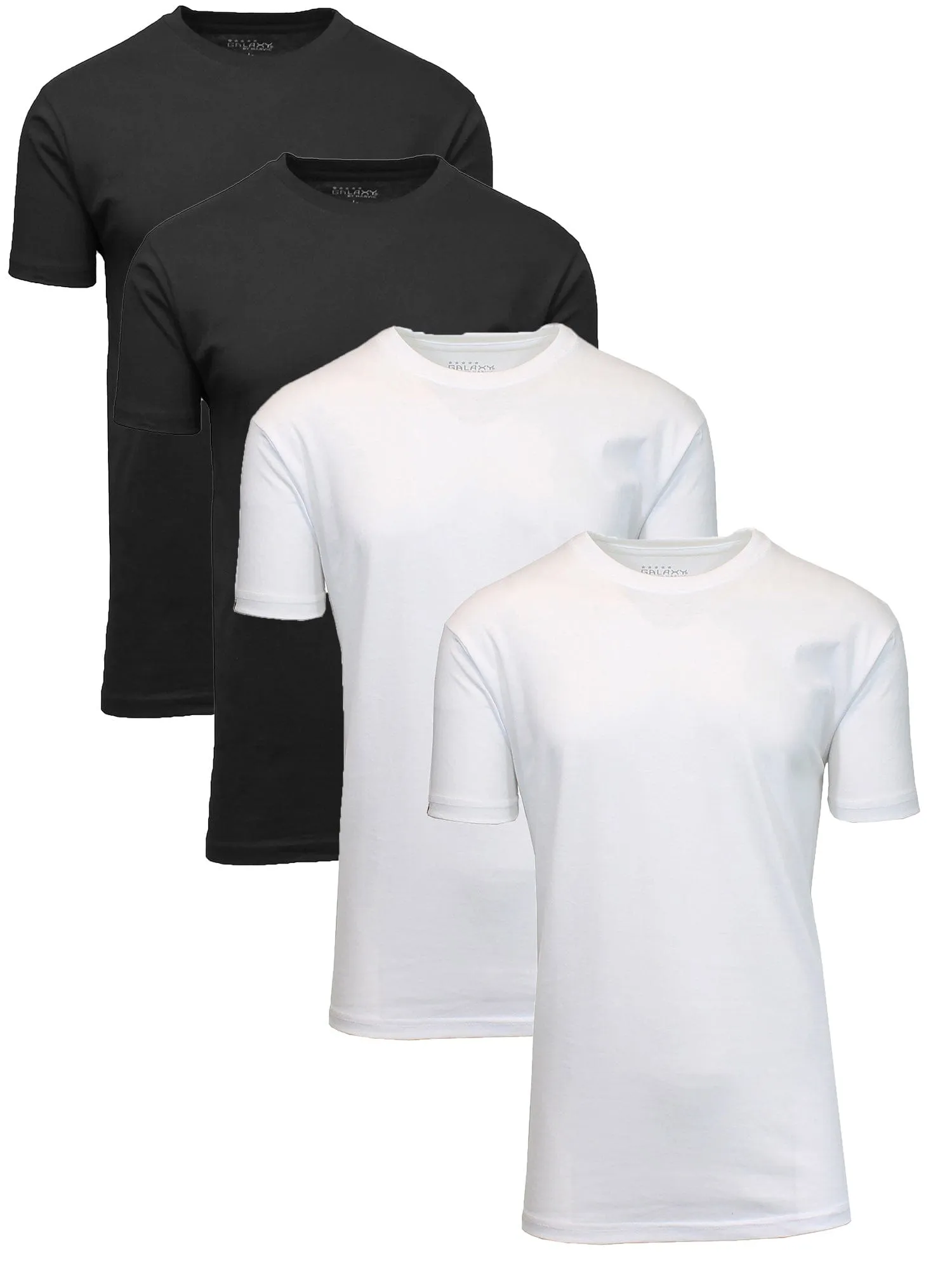 Men's Short Sleeve Crew Neck  Cotton Blend Classic Tee (S-3XL) 4 Pack