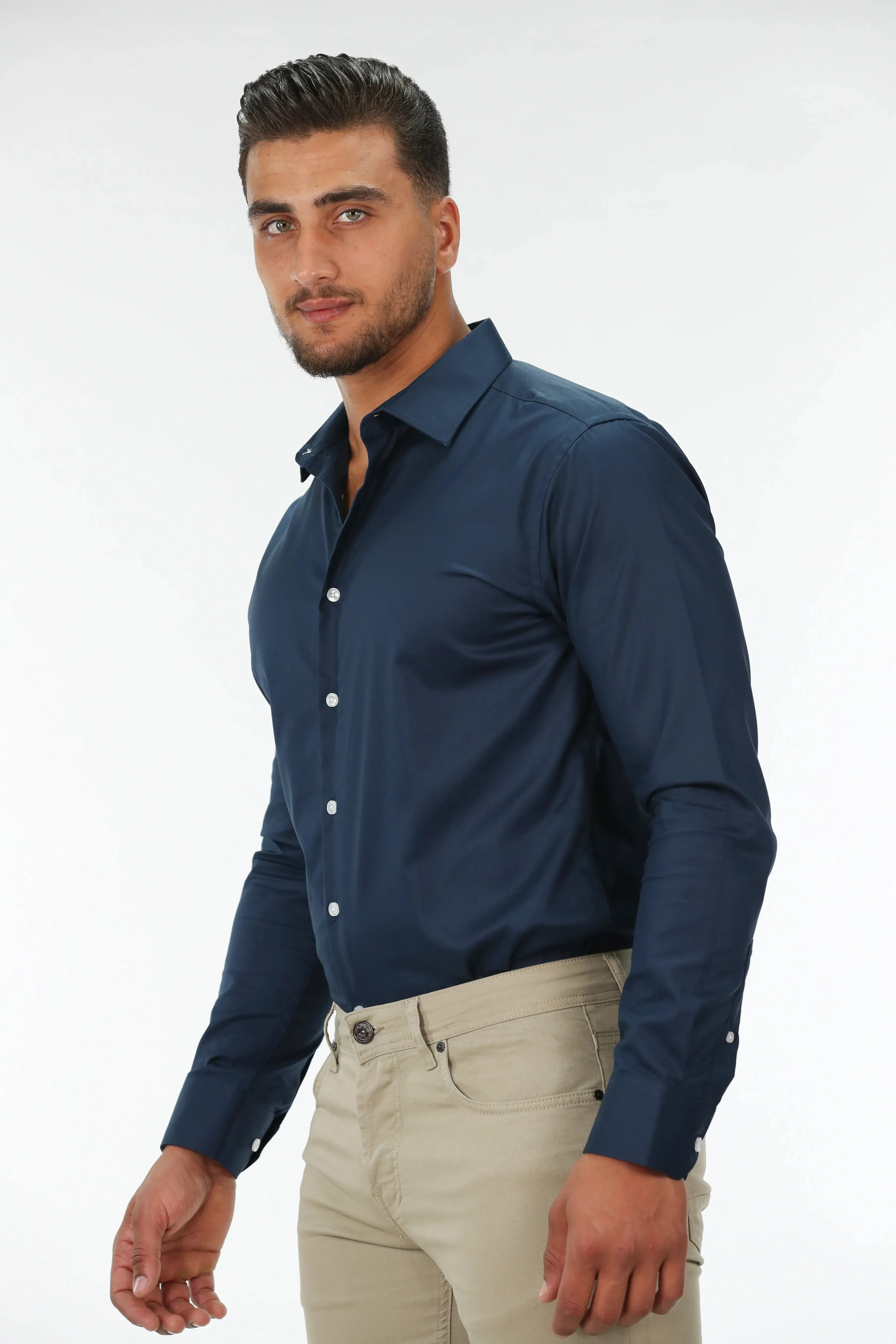 Non Iron Navy Classic Shirt