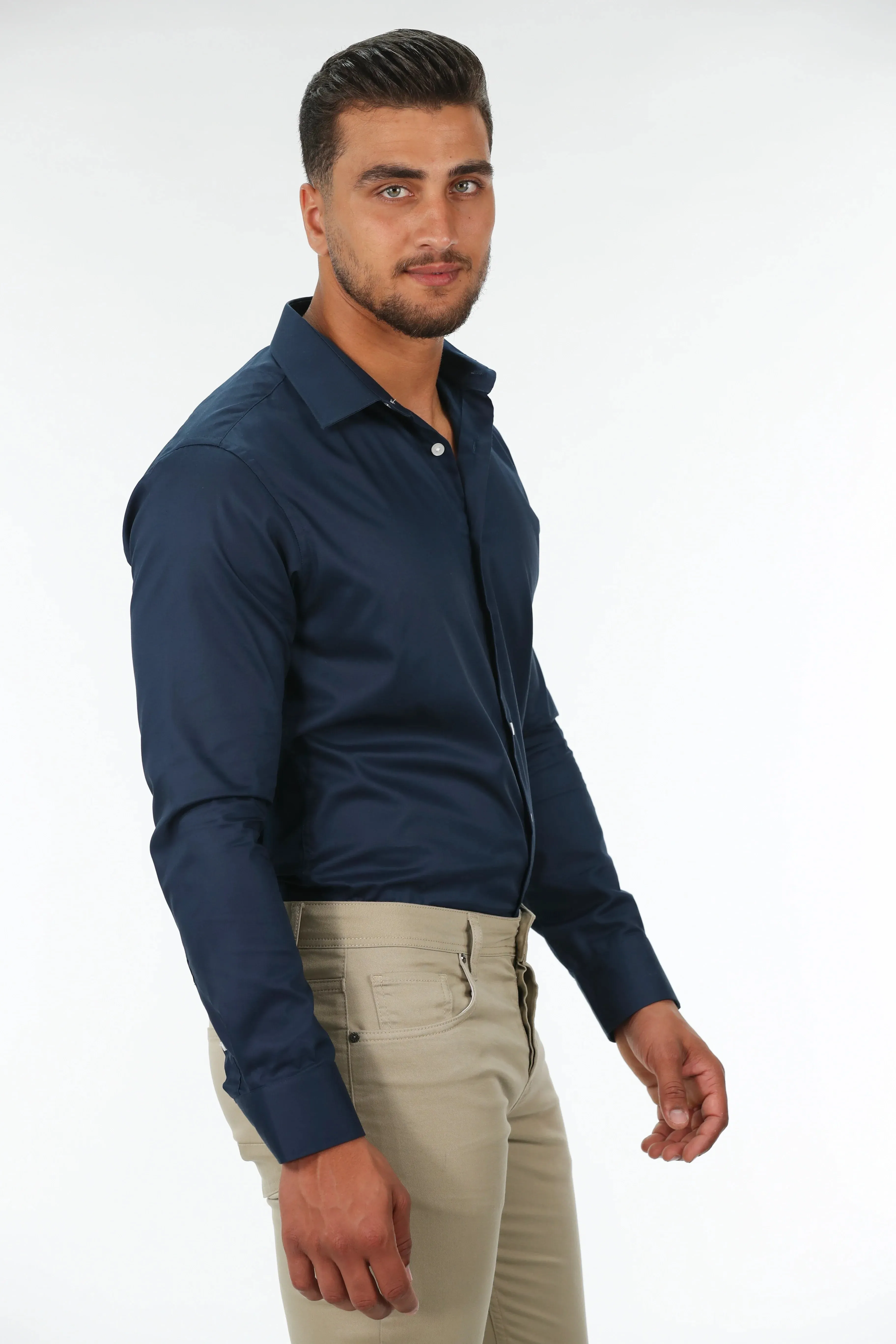 Non Iron Navy Classic Shirt
