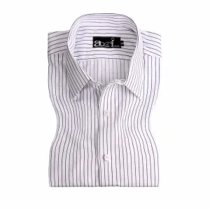 White & Dark Grey Pinstripe Formal Shirt